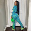 Letter Print Tracksuit Two Crop Top Piece Set