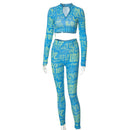 Letter Print Tracksuit Two Crop Top Piece Set