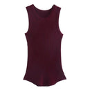 Green Ribbed Fitted Knit O Neck Sleeveless