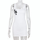 Cross Printed White Mini Dress or Black Mini Dress