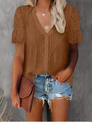 White Shirt with Lace and V-neck Emily
