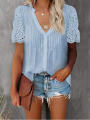White Shirt with Lace and V-neck Emily