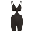 Hollow Out Spaghetti Strap Bodysuit / Shorts in Red, Khaki, Light Blue, Black or Sage Green