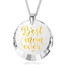 Best Mom Silver Necklace 24k Gold Inscribed - Mother's Day Jewelry Gift