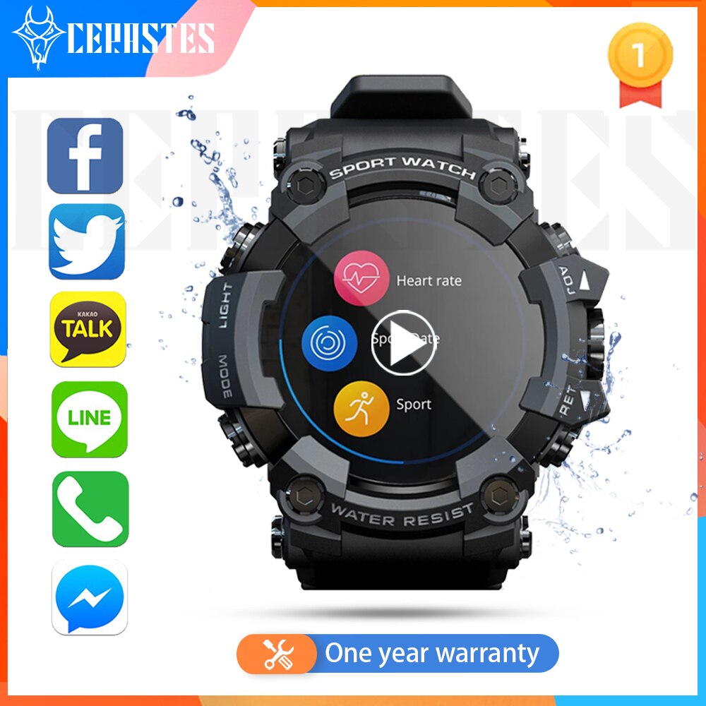 LOKMAT ATTACK Full Touch Screen Fitness Tracker Smart Watch Men Heart Rate  Monitor Blood Pressure Smartwatch For Android ios