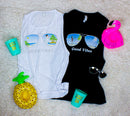 Aviator Bride Vibes π  | Beach Vibes - Bachelorette Beach Party Flowy Muscle Tank Tops