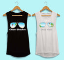 Aviator Bride Vibes π  | Beach Vibes - Bachelorette Beach Party Flowy Muscle Tank Tops