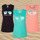 Aviator Bride Vibes π  | Beach Vibes - Bachelorette Beach Party Flowy Muscle Tank Tops