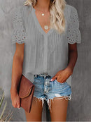 White Shirt with Lace and V-neck Emily