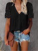 White Shirt with Lace and V-neck Emily