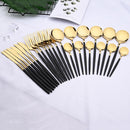 24pcs Black Gold Dinnerware Set