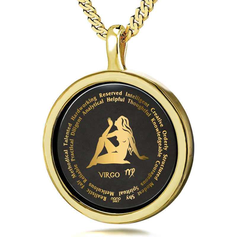 Virgo Necklaces for Lovers of the Zodiac 24k Gold Inscribed