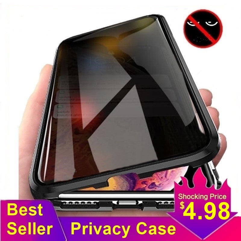 Glass Privacy Metal Phone Case For iPhone 14