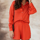 Julie Shorts and Long Sleeve Shirt Set in Yellow, Coral, White, and Purple Green