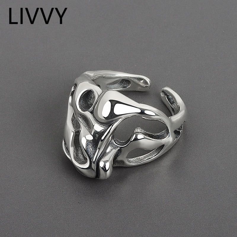 Silver Color Hollow Surface Bump Ring
