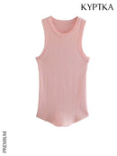 Green Ribbed Fitted Knit O Neck Sleeveless