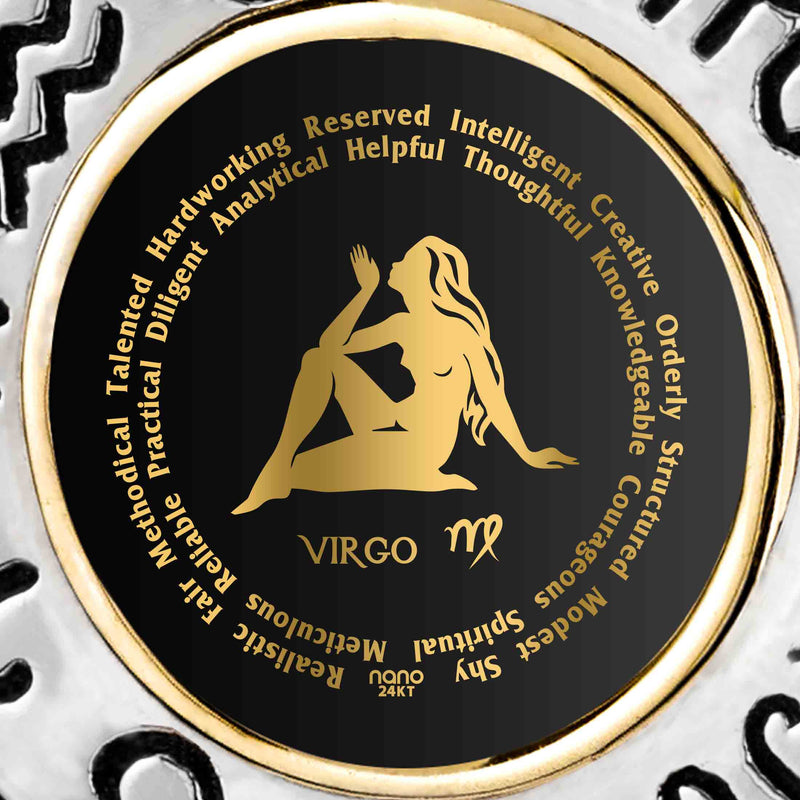Virgo Gift for Women or Men | Silver Zodiac Sign Necklace