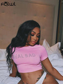O Neck Diamond Crop Tops in Pink White or Black