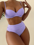 Red Vintage High Waist Bikini