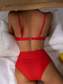 Red Vintage High Waist Bikini