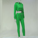 Waffle Tracksuit Hoodie Crop Top Set