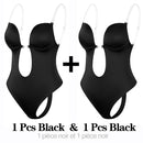 Shapewear Bodysuit Women Deep V-Neck Body Shaper Padded Bra Backless U Plunge Thong Shaper Waist Trainer Push Up Party Underwear