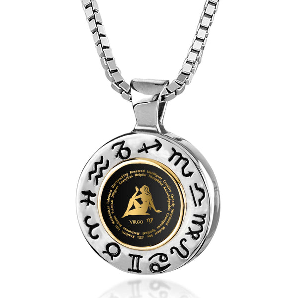 Virgo Gift for Women or Men | Silver Zodiac Sign Necklace