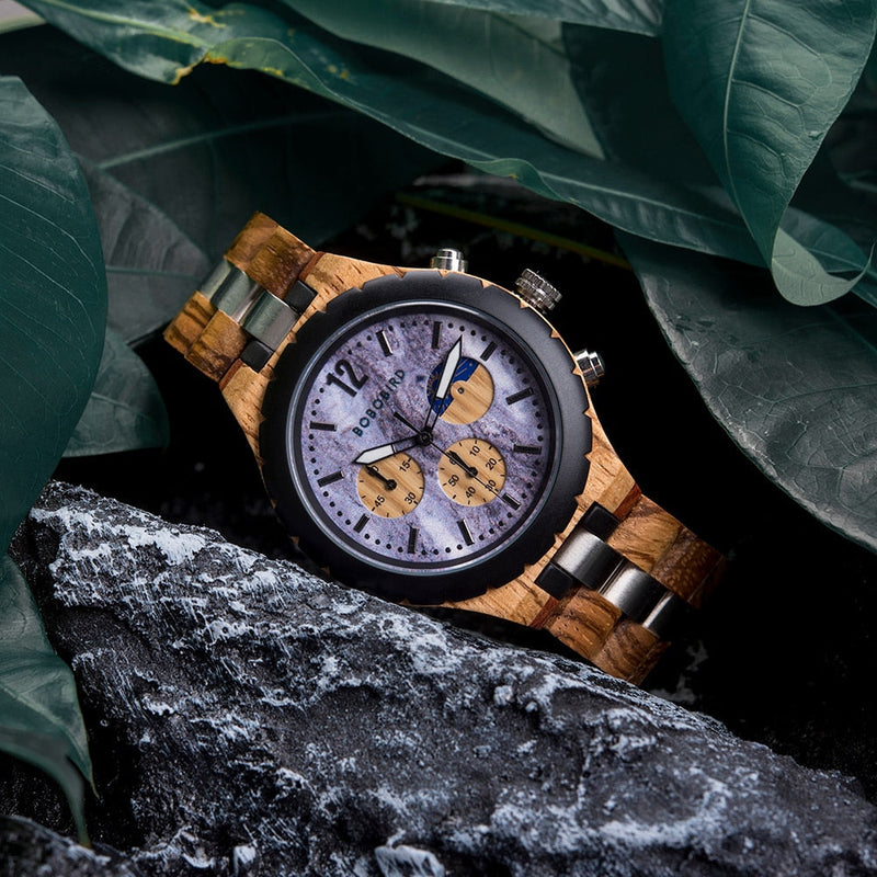 Luxury Wooden Chronograph Watch for Men