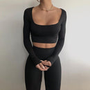Gym Crop Top / Tank Top Leggings Set in Black or White