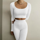 Gym Crop Top / Tank Top Leggings Set in Black or White