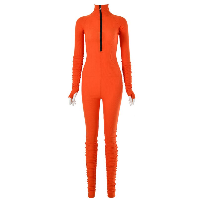 Gloved Sleeve Jumpsuits in Rose Red, White, Orange, Green, Black, Green or Pink