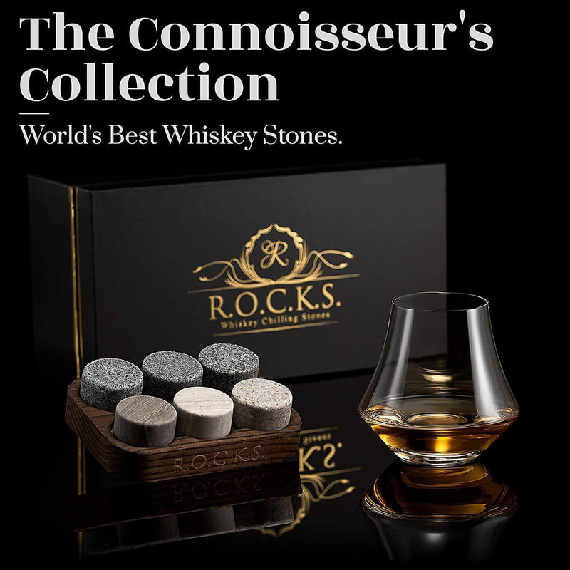 The Connoisseur's Set - Whiskey Stones & Crystal Nosing Tasting Glass