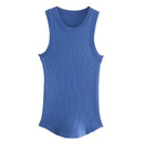 Green Ribbed Fitted Knit O Neck Sleeveless