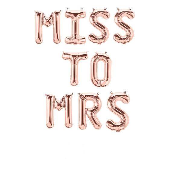 Miss to Mrs Rose Gold 16" Balloon Banner | Multiple phrases!