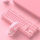 Cute Pink Wired Keyboard and Mouse Set