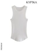 Green Ribbed Fitted Knit O Neck Sleeveless