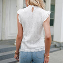 Italian Lace White Blouse, Short Sleeves