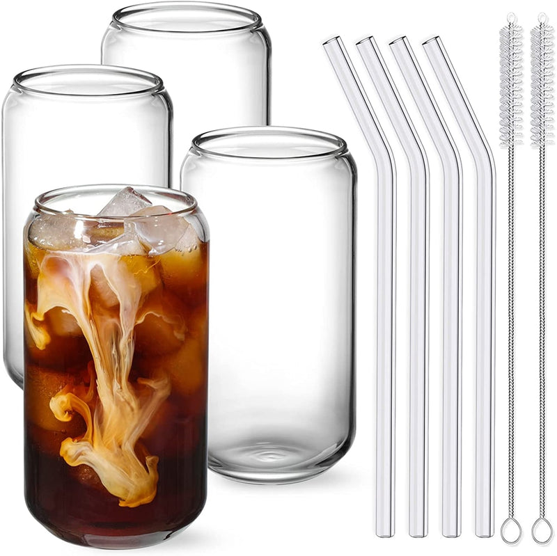 500ml Glass Cup With Lid and Straw