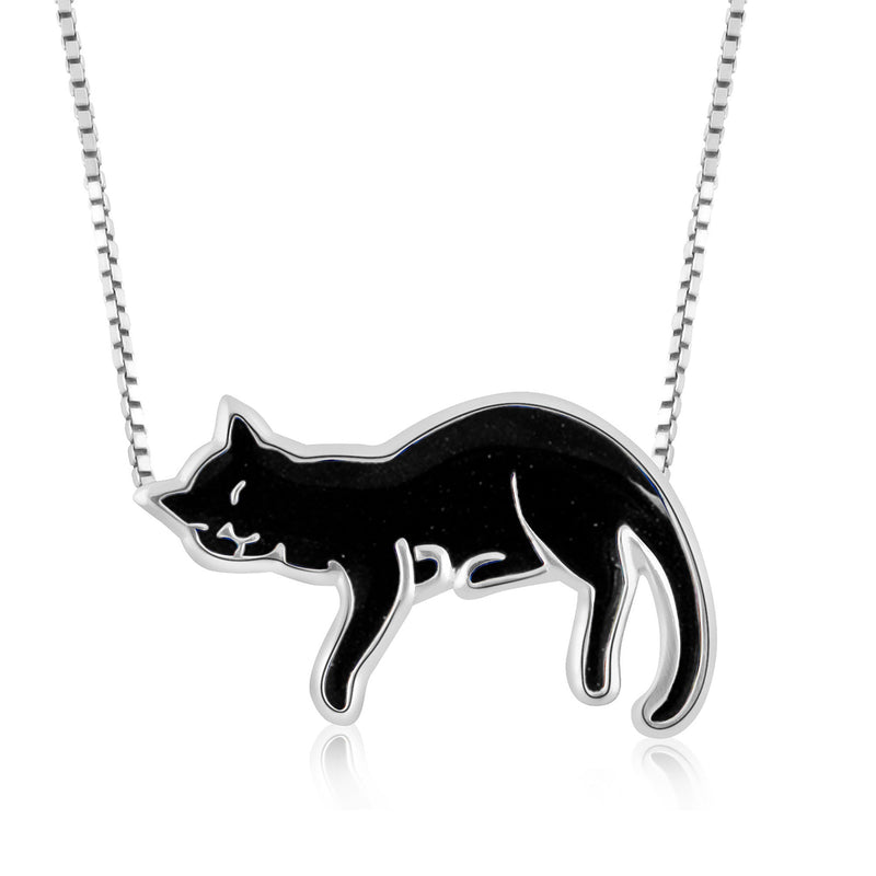 Silver Cat Necklace Pet Lovers Gift