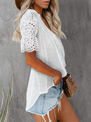 White Shirt with Lace and V-neck Emily
