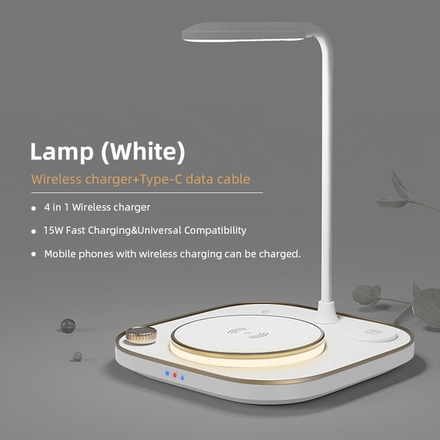 15w Fast 3 In 1 Wireless Charger Lamp