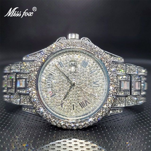 Men's Calendar Quartz  Diamond Watch