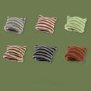 Striped Knitted Wool Winter Beanie Hat for Women and Girls