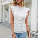 Italian Lace White Blouse, Short Sleeves