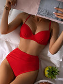 Red Vintage High Waist Bikini
