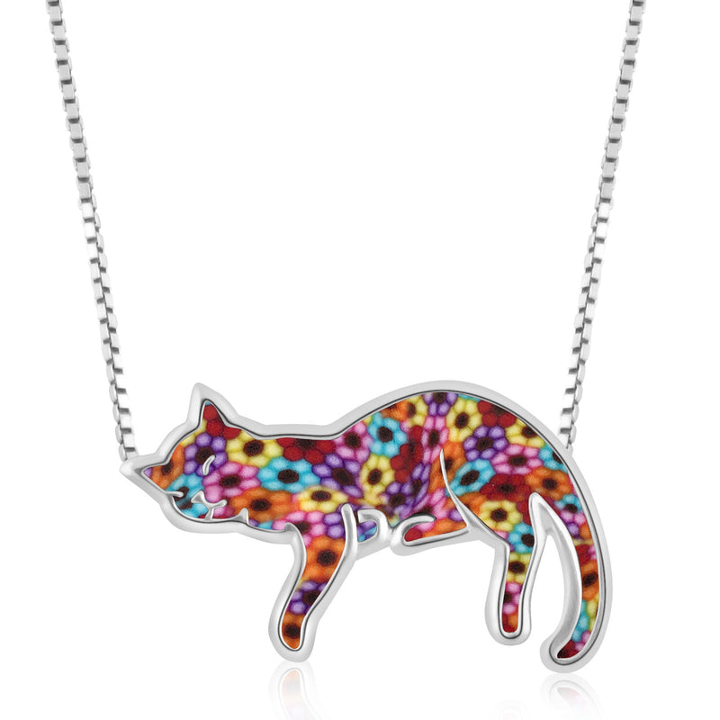 Silver Cat Necklace Pet Lovers Gift